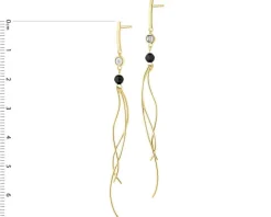 Kolczyki z żółtego i białego złota z diamentami i agatami - próba 375