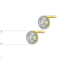 Kolczyki z żółtego i białego złota z diamentami - 0,12 ct - próba 585