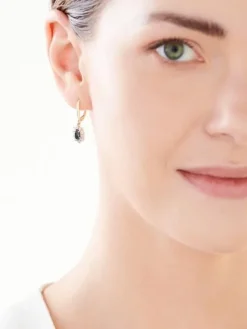 Kolczyki z żółtego i białego złota z diamentami i szafirami - próba 585