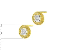 Kolczyki z żółtego i białego złota z diamentami - 0,28 ct - próba 585