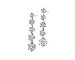 Kolczyki z żółtego i białego złota z brylantami - 0,99 ct - próba 585