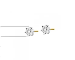 Kolczyki z żółtego i białego złota z brylantami - 0,12 ct - próba 585
