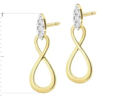 Kolczyki z żółtego złota z brylantami - nieskończoności - 0,07 ct - próba 585