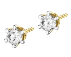 Kolczyki z żółtego złota z brylantami laboratoryjnymi - 0,31 ct - próba 585