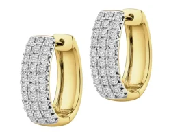 Kolczyki z żółtego złota z brylantami  laboratoryjnymi  - koła - 0,75 ct - próba 585