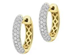 Kolczyki z żółtego złota z brylantami  laboratoryjnymi  - koła - 0,66 ct - próba 585