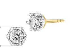 Kolczyki z żółtego złota z brylantami - 0,25 ct - próba 585