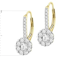 Kolczyki z żółtego złota z brylantami laboratoryjnymi - 1,10 ct - próba 585