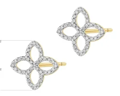 Kolczyki z żółtego złota z brylantami - kwiaty - 0,19 ct - próba 585