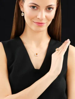 Kolczyki z żółtego złota z brylantami i cytrynami - próba 585