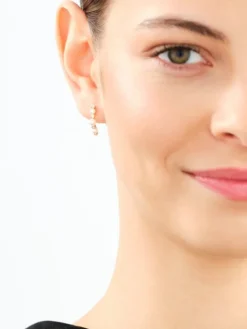 Kolczyki z żółtego złota z brylantami i perłami - próba 585