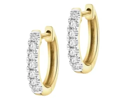 Kolczyki z żółtego złota z brylantami  laboratoryjnymi  - koła - 0,20 ct - próba 585