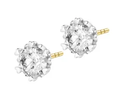 Kolczyki z żółtego złota z brylantami - serca - 0,85 ct - próba 585