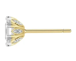 Kolczyki z żółtego złota z brylantami - serca - 0,85 ct - próba 585