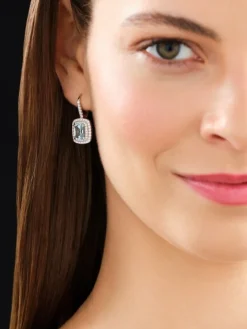 Kolczyki z żółtego złota z brylantami i akwamarynami - próba 585