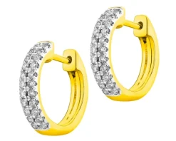 Kolczyki z żółtego złota z brylantami - koła - 0,25 ct - próba 585