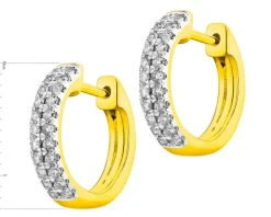 Kolczyki z żółtego złota z brylantami - koła - 0,25 ct - próba 585