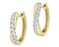 Kolczyki z żółtego złota z brylantami  laboratoryjnymi  - koła - 0,33 ct - próba 585