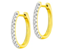 Kolczyki z żółtego złota z brylantami - koła - 0,25 ct - próba 585