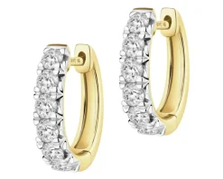 Kolczyki z żółtego złota z brylantami - koła - 1,00 ct - próba 585