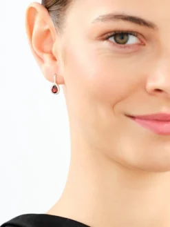 Kolczyki z żółtego złota z brylantami i granatami - próba 585