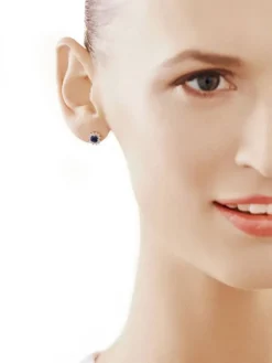 Kolczyki z żółtego złota z brylantami i szafirami - próba 585