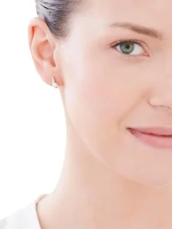 Kolczyki z żółtego złota z brylantami i perłami - próba 585