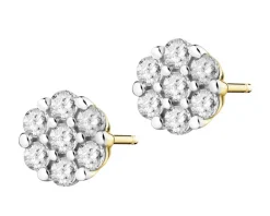 Kolczyki z żółtego złota z brylantami laboratoryjnymi - 0,37 ct - próba 585