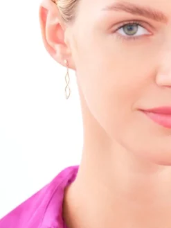 Kolczyki z żółtego złota z brylantami - 0,008 ct - próba 585