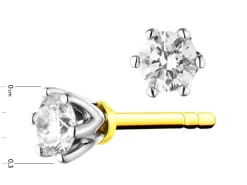 Kolczyki z żółtego złota z brylantami - 0,16 ct - próba 585