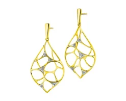 Kolczyki z żółtego złota z brylantami - 0,09 ct - próba 585