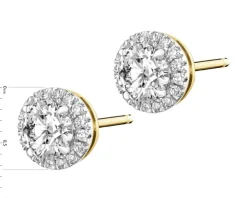 Kolczyki z żółtego złota z brylantami laboratoryjnymi - 1,16 ct - próba 750