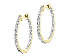 Kolczyki z żółtego złota z brylantami laboratoryjnymi - koła - 0,90 ct - próba 750