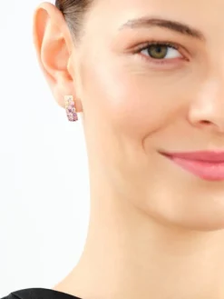 Kolczyki z żółtego złota z brylantami, kamieniami szlachetnymi i ozdobnymi - próba 585