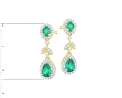 Kolczyki z żółtego złota z brylantami i szmaragdami - próba 585