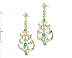 Kolczyki z żółtego złota z brylantami i szmaragdami - próba 585