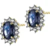 Kolczyki z żółtego złota z brylantami i szafirami - próba 585