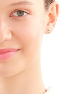 Kolczyki z żółtego złota z brylantami i szmaragdami - próba 585