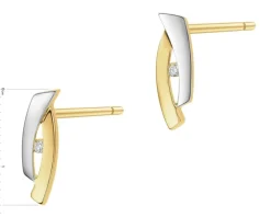 Kolczyki z żółtego złota z brylantami - 0,02 ct - próba 585