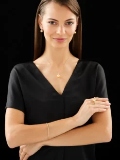 Kolczyki z żółtego złota z brylantami i perłami Golden South Sea - próba 750