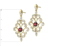 Kolczyki z żółtego złota z brylantami i rubinami - próba 585