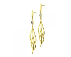 Kolczyki z żółtego złota z brylantami - 0,01 ct - próba 585