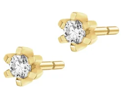 Kolczyki z żółtego złota z brylantami - 0,08 ct - próba 585