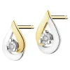 Kolczyki z żółtego złota z brylantami - 0,01 ct - próba 375