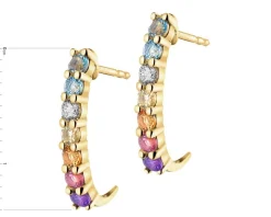 Kolczyki z żółtego złota z brylantami i kamieniami ozdobnymi - próba 375