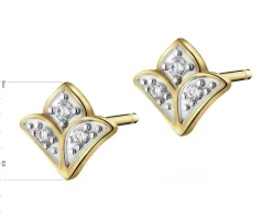 Kolczyki z żółtego złota z brylantami - 0,05 ct - próba 375