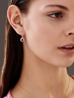 Kolczyki z żółtego złota z brylantami i rubinami - próba 585