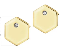 Kolczyki z żółtego złota z brylantami - 0,01 ct - próba 375
