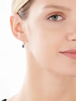 Kolczyki z żółtego złota z brylantami i szafirami - próba 585