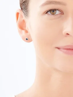 Kolczyki z żółtego złota z brylantami i szafirami - próba 585